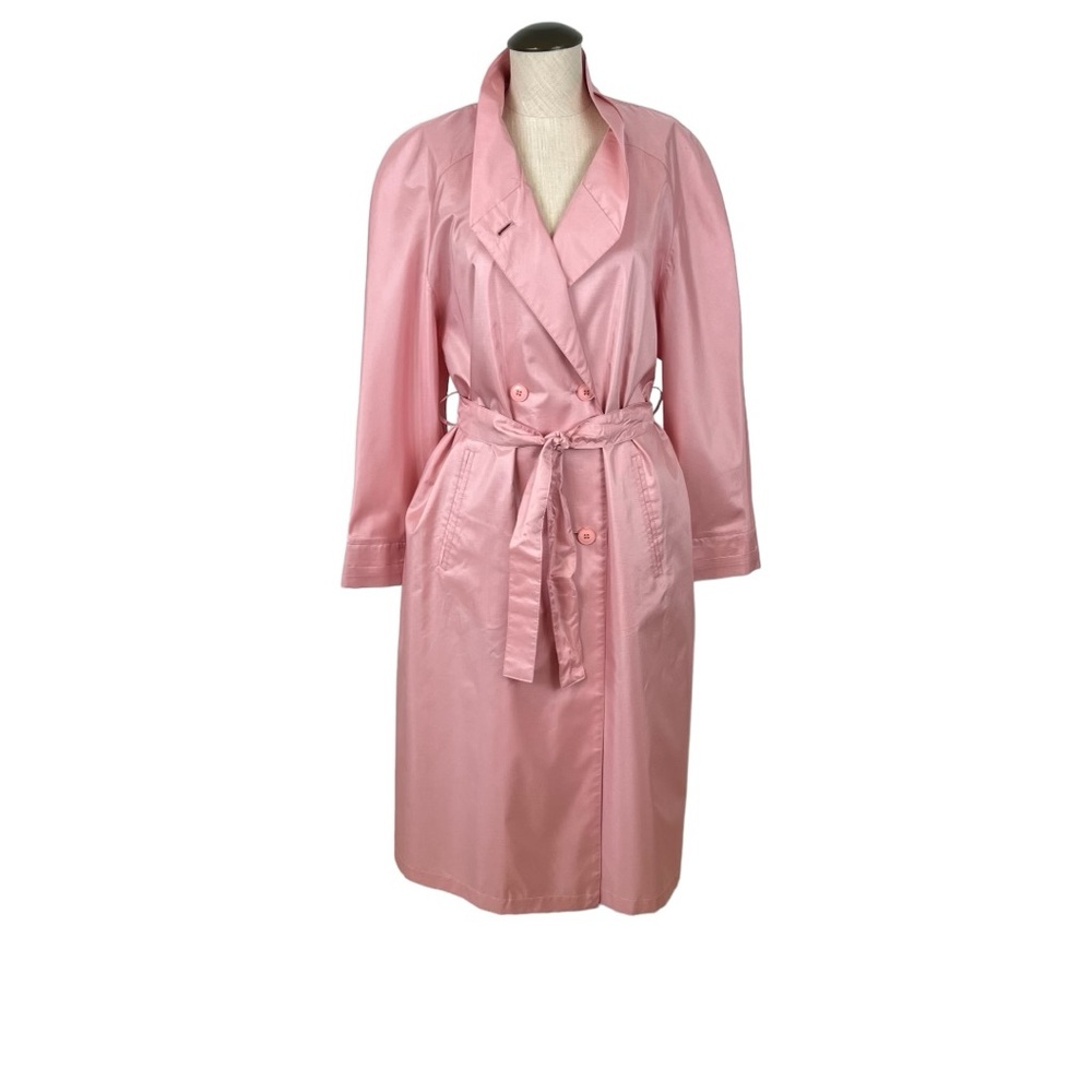 Alorna Women’s NWOT Long Belted Rain Pink Trench Coat Sz 9/10 Petite